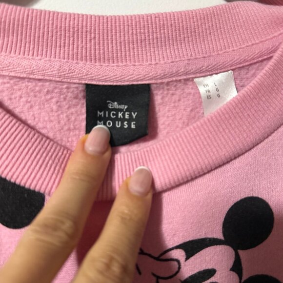 Disney Mickey Mouse Pink & Black Crewneck Sweatshirt – “See No Evil” Pattern – L - Picture 8 of 8
